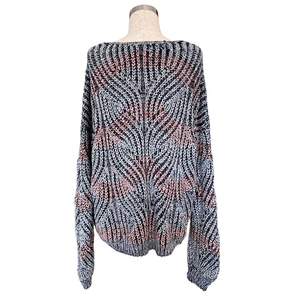 Knox Rose Blue Multicolor Crochet Pullover - Picture 3 of 8